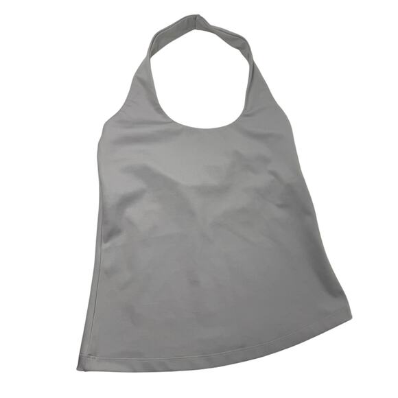 NWT Frankies Bikinis Aurora Elastane Halter Top Icy Gray Medium Fitness Gym - Picture 3 of 8